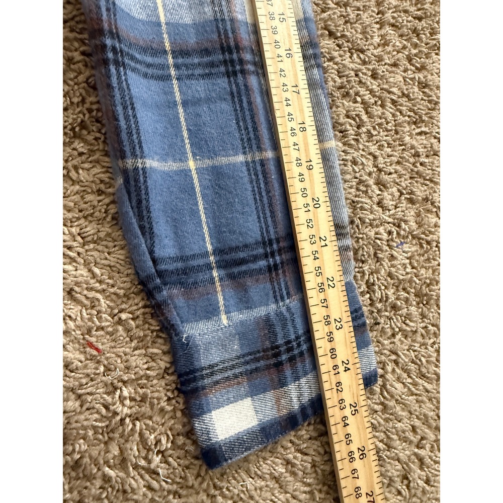 Carre Paris France Blue Plaid Flannel Button Down Shirt Mens XL Camp Collar - Picture 4 of 6
